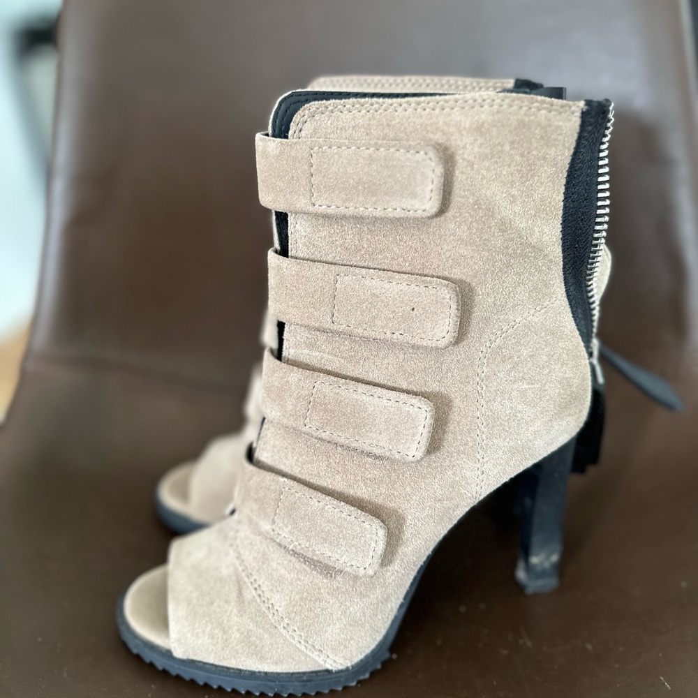 DKNY open toe booties